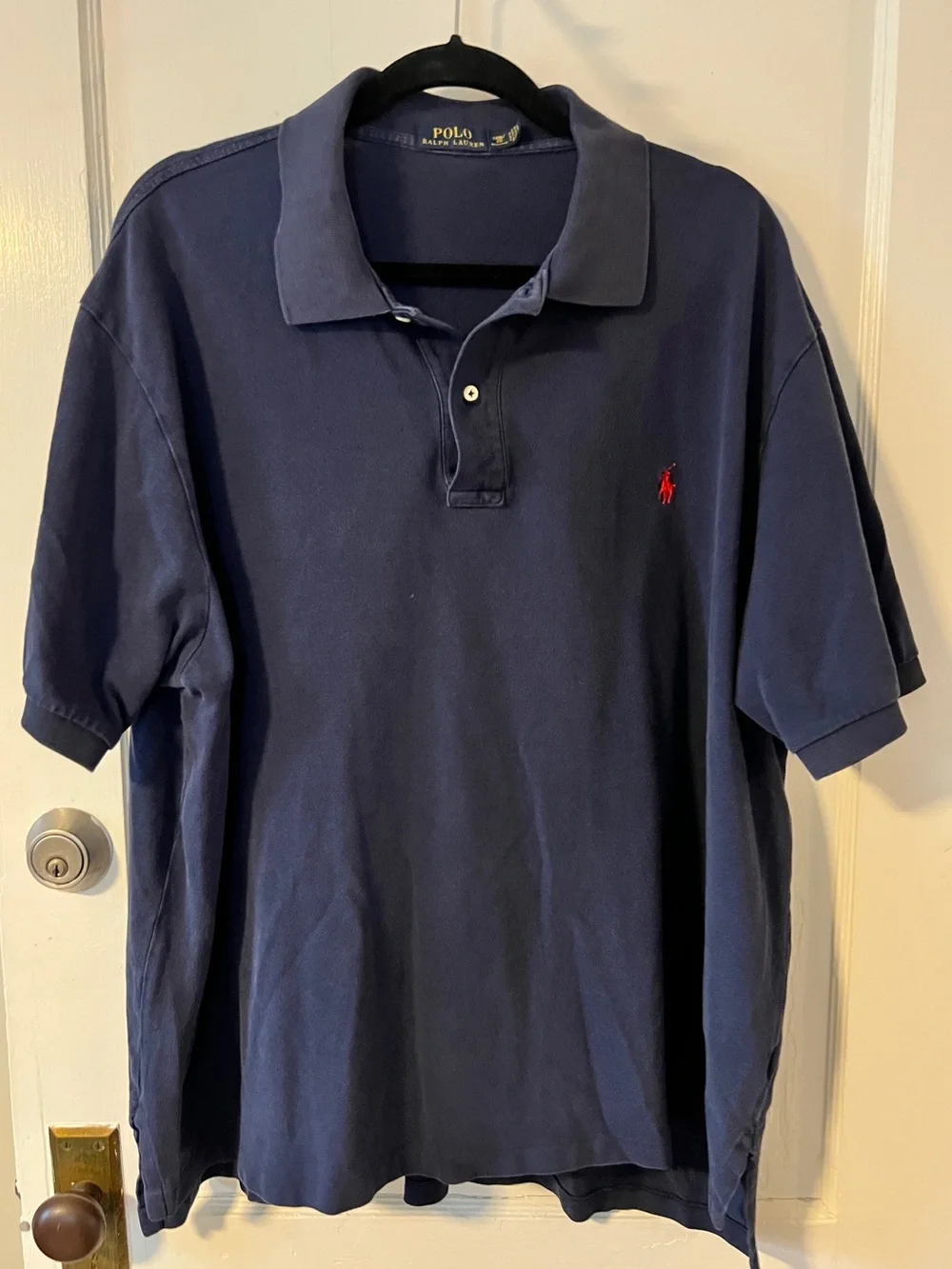 VINTAGE Polo Ralph Lauren Navy Short-Sleeve Polo Red Pony Y2K Preppy Streetwear